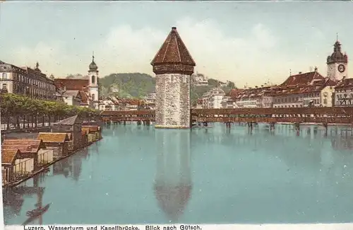 Luzern, Wasserturm und Kapellbrücke, Blick nach Gütsch ngl E5739