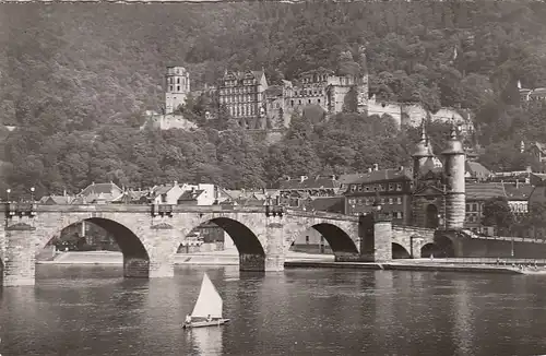Heidelberg, Alte Neckar-Brücke und Schloss gl1958? E8805