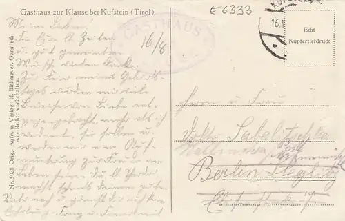 Kufstein in Tirol, Gasthaus zur Klause glum 1930? E6333