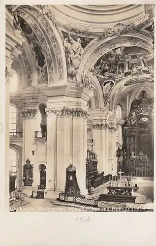 Weingarten (Württ.) Abteikirche, Mönchs-Chor mit Heiligblutaltar gl1938 F0064