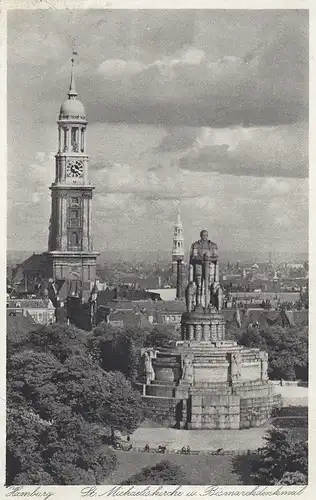 Hamburg, St.Michaelskirche und Bismarckdenkmal ngl F0128