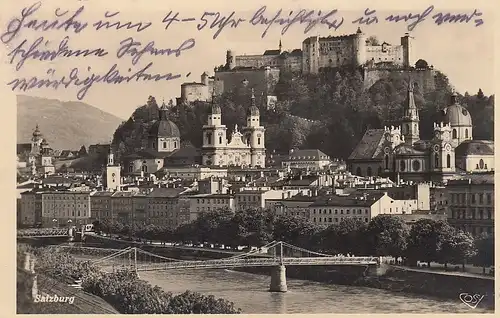 Salzburg, Altstadt mit Salzach und Hohensalzburg gl1941 E5696