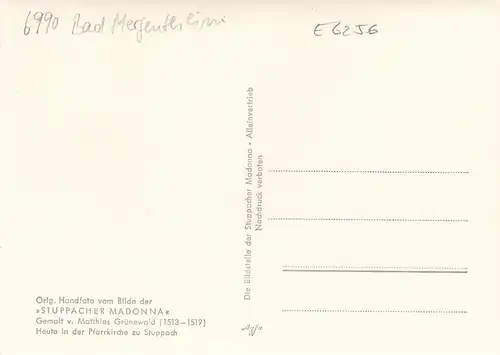 Stuppach, MATTHIAS GRÜNEWALD Stuppacher Madonna ngl E6256