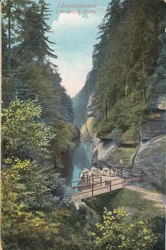 Böhmische Schweiz, Edmundsklamm, Der breite Stein gl1913 E5290