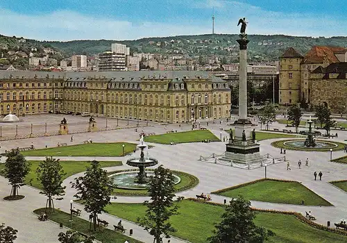 Stuttgart, Schloßplatz mit Fernsehturm ngl E5131