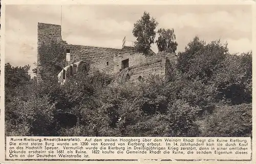 Rodt (Pfalz), Ruine Rietburg mit Historie glum 1940? F0358