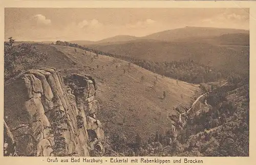 Bad Harzburg, Eckertal mit Rabenklippen und Brocken ngl E5929