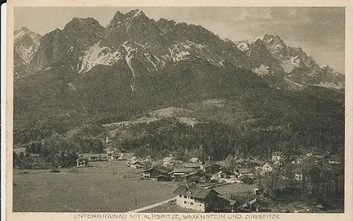 Untergrainau mit Alpspitze, Waxen szein und Zugspitze ngl F0509