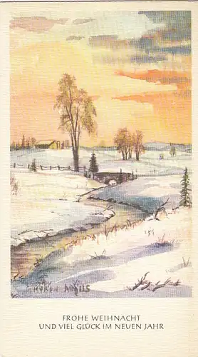 Weihnachten-u.Neujahr-Wünsche, Verschneites Land, mundgemalt ngl E6674