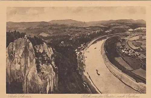 Sächs.Schweiz, Blick von der Bastei nach Kurort Rathen gl1924 E9401