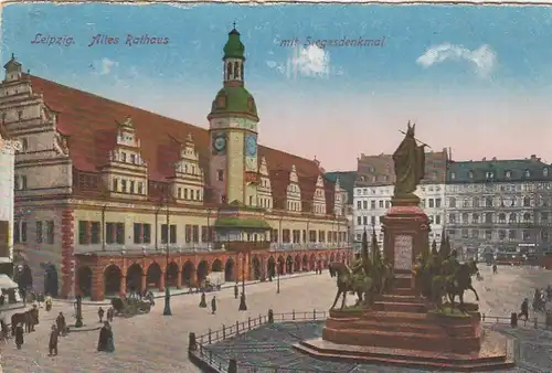 Leipzig, Altes Rathaus mit Siegesdenkmal gl1928 E9511