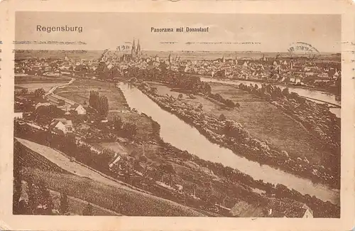 Regensburg - Panorama mit Donaulauf feldpgl1917 167.004