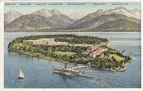 Insel Herrenwörth im Chiemsee mit Schloss Herrenchiemsee, gl1936 E6921