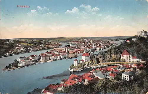 Passau - Zusammenfluss von Inn, Ilz und Donau gl1911 167.051