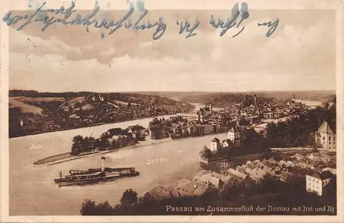 Passau - Zusammenfluss von Inn, Ilz und Donau gl1930 167.071