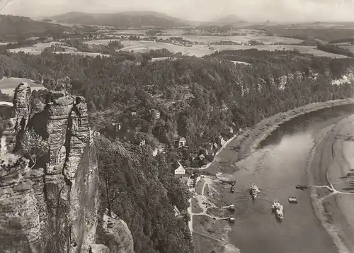 Sächs.Schweiz, Blick von der Bastei nach Kurort Rathen gl1973 F0946