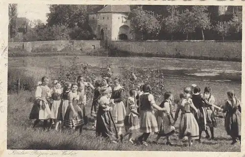 Dinkelsbühl, Kinder-Zeche, Kinder-Reigen am Weiher gl1935 E7251