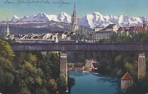 Bern, Eisenbahnbrücke und die Alpen gl1919 E5515