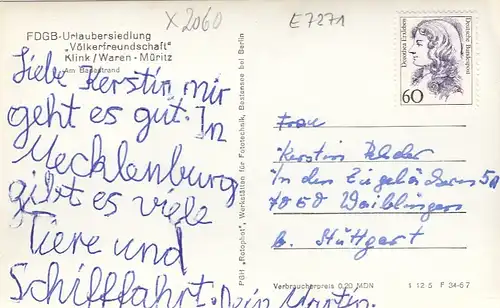 Waren-Müritz, FDGB-Urlaubersiedlung Völkerfreundschaft, Am Badestrand ngl E7271