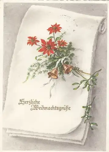 Weihnachten-Wünsche, Blumen mit Glöckchen gl1965 E6682