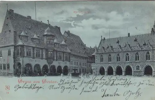 Goslar im Harz, Marktplatz im Mondschein gl1909 E8403