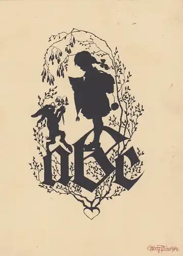 Hase und Schulkind, Schattenriß gl1930 E7515