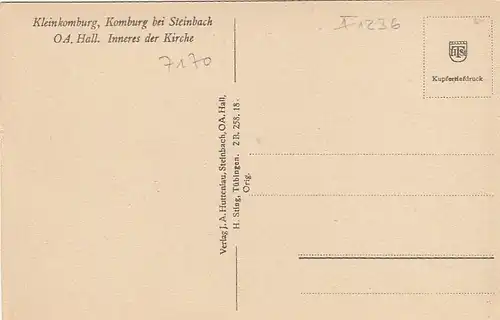 Kleinkomburg, bei Steinbach O/A Hall, Inneres der Kirche ngl F1236