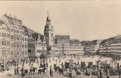 Leipzig 1790, Markt mit Rathaus und goldenem Brunnen ngl E7064