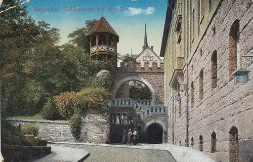 Wiesbaden, Heidenmauer mit römischem Tor gl1917 E7089