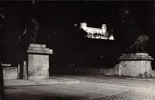 Würzburg - Löwenbrücke mit Festung Marienberg, Nachtaufnahme ngl 167.365