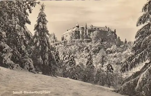 Schlammbad Blankenburg/Harz, Schloß im Schnee gl1958 E7331