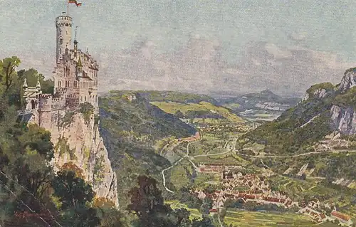 Schloß Lichtenstein mit Honauertal ngl F1553