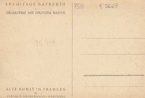 Bayreuth, Eremitage, Orangerie mit großem Bassin ngl E5669