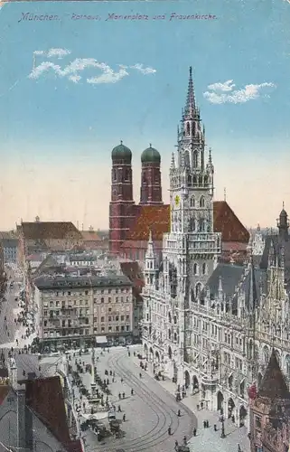München, Rathaus, Marienplatz u. Frauenkirche gl1917 E7973