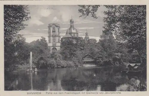 Mannheim, Friedrichspark mit Sternwarte und Jesuitenkirche ngl E7977