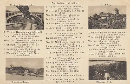 Bergisches Heimatlied, Mehrbildkarte mit Liedtext ngl E7381
