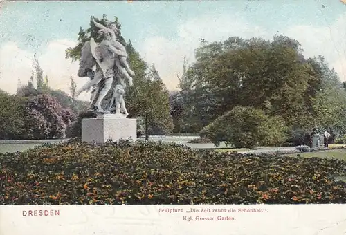 Dresden, Kgl.Grosser Garten, Sculptur "Die Zeit raubt die Schönheit" gl1907 E8069