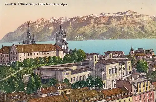 Lausanne, L'Université, la Cathédrale et les Alpes ngl E5746