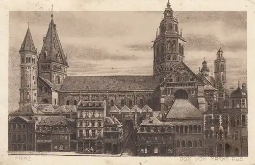 Mainz am Rhein, der Dom vom Markt aus gl1919 E8019