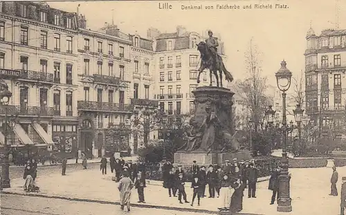 Lille, Denkmal von Faidherbe und Richelé Platz feldpgl1916 E9195
