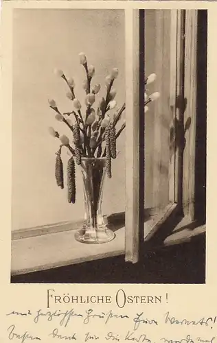 Ostern-Wünsche mit Kätzchen-Vase gl1936 E8209