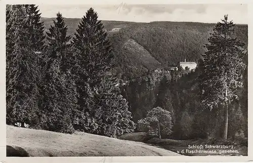 Schloss Schwarzburg im Thür.Wald, v.d.Flaschenwiese gesehen gl1938 E6026