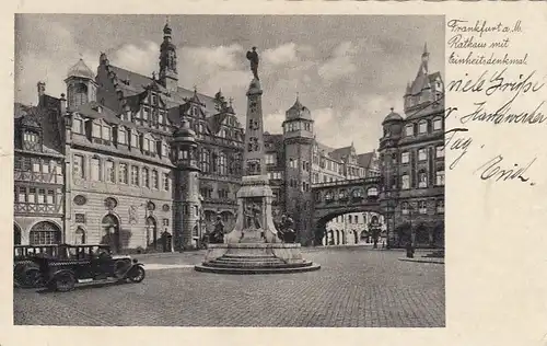 Frankfurt a.M., Rathaus mit Einheitsdenkmal glum 1930? E8477