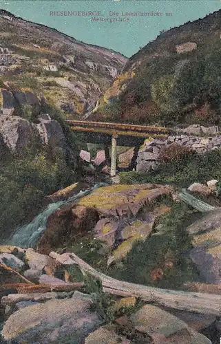 Riesengebirge, Die Lomnitzbrücke am Metzergrunde ngl E8502
