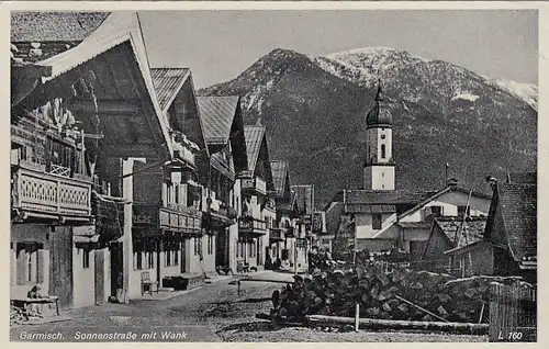 Garmisch, Sonnenstrasse mit Wank gl1936 E9580