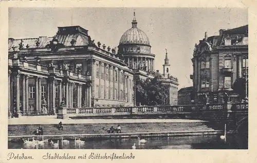 Potsdam. Stadtschloss mit Bittschriftenlinde gl1942 E8010