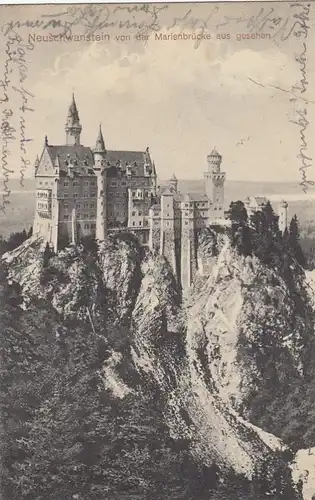 Schloss Neuschwanstein von der Marienbrücke aus gl1912 E6906