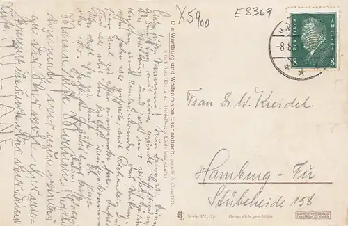 Eisenach: Heil Dir hehre Wartburg, Wolfram von Eschenbach gl1931 E8369