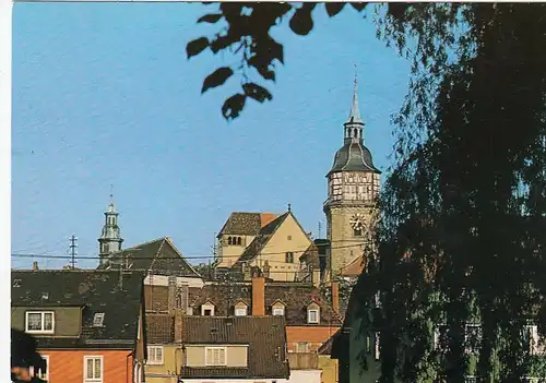 Backnang, Blick zum Rathaus und Stadtturm gl1988 E6615