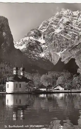 St. Bartholomä am Königssee mit Watzmann-Südspitze gl1957 F0378